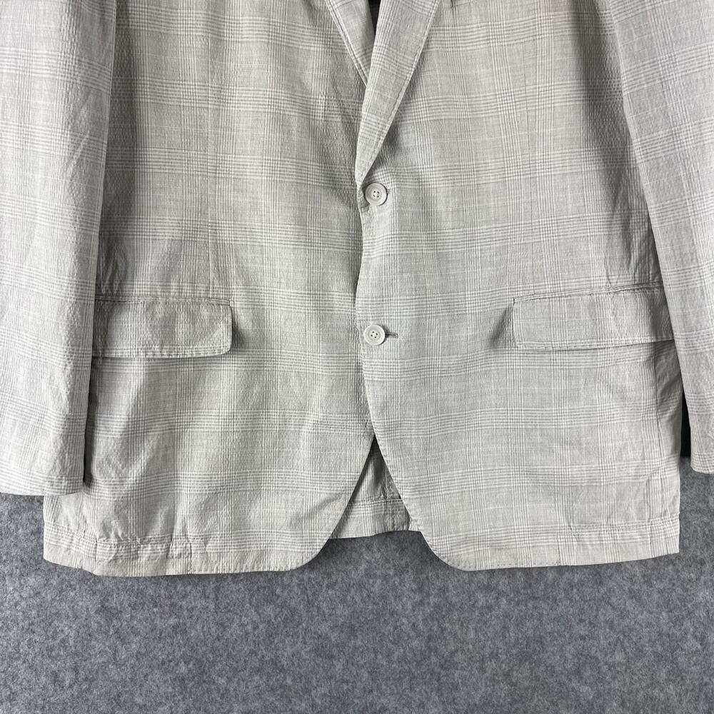 Kroon Seersucker Blazer Mens 48R Gray Glen Check Cotton Linen Unstructured - Picture 3 of 16